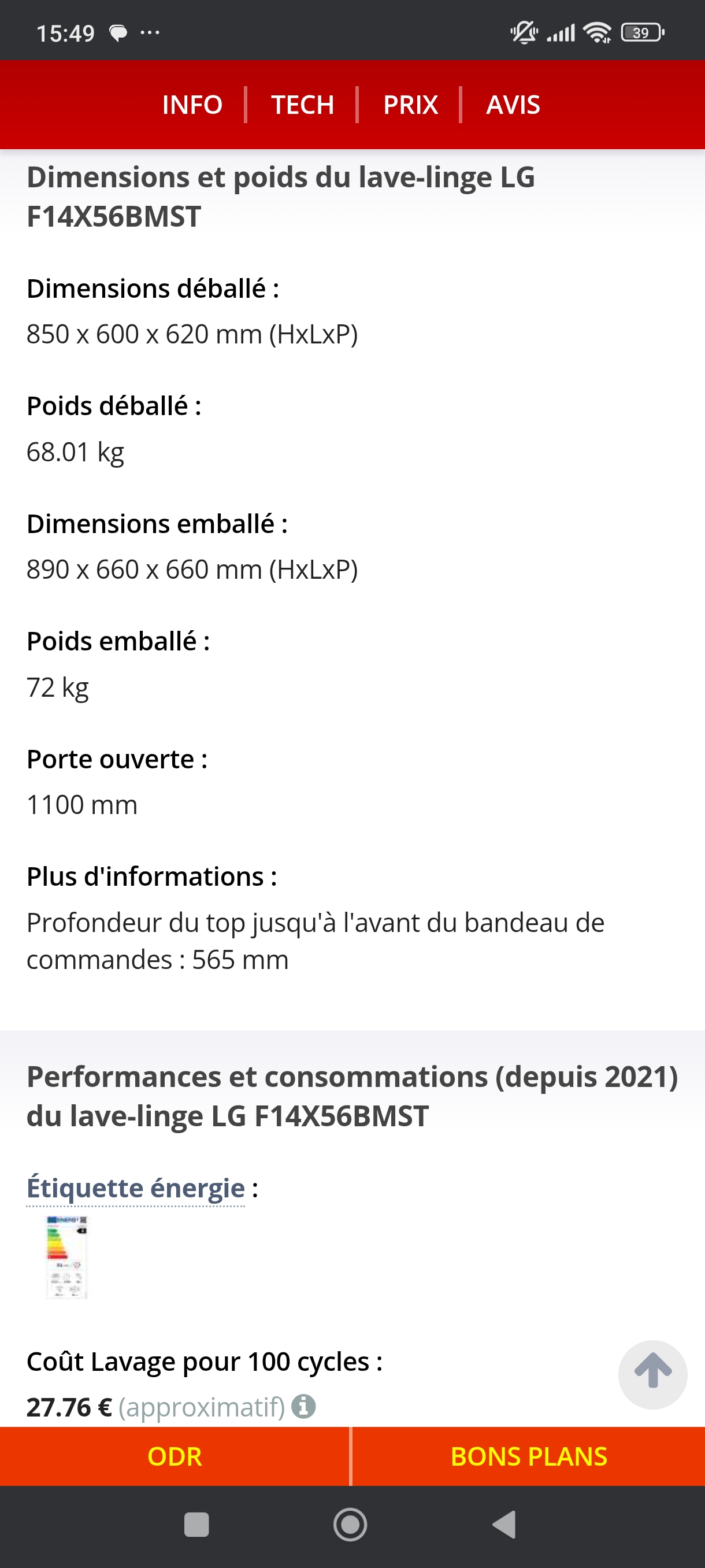 Photo 8 - LG Lave linge LG 11kg 1400trs conso A reconditionné - PRODUIT NEUF - Samy Répare dans l'Eure (27)