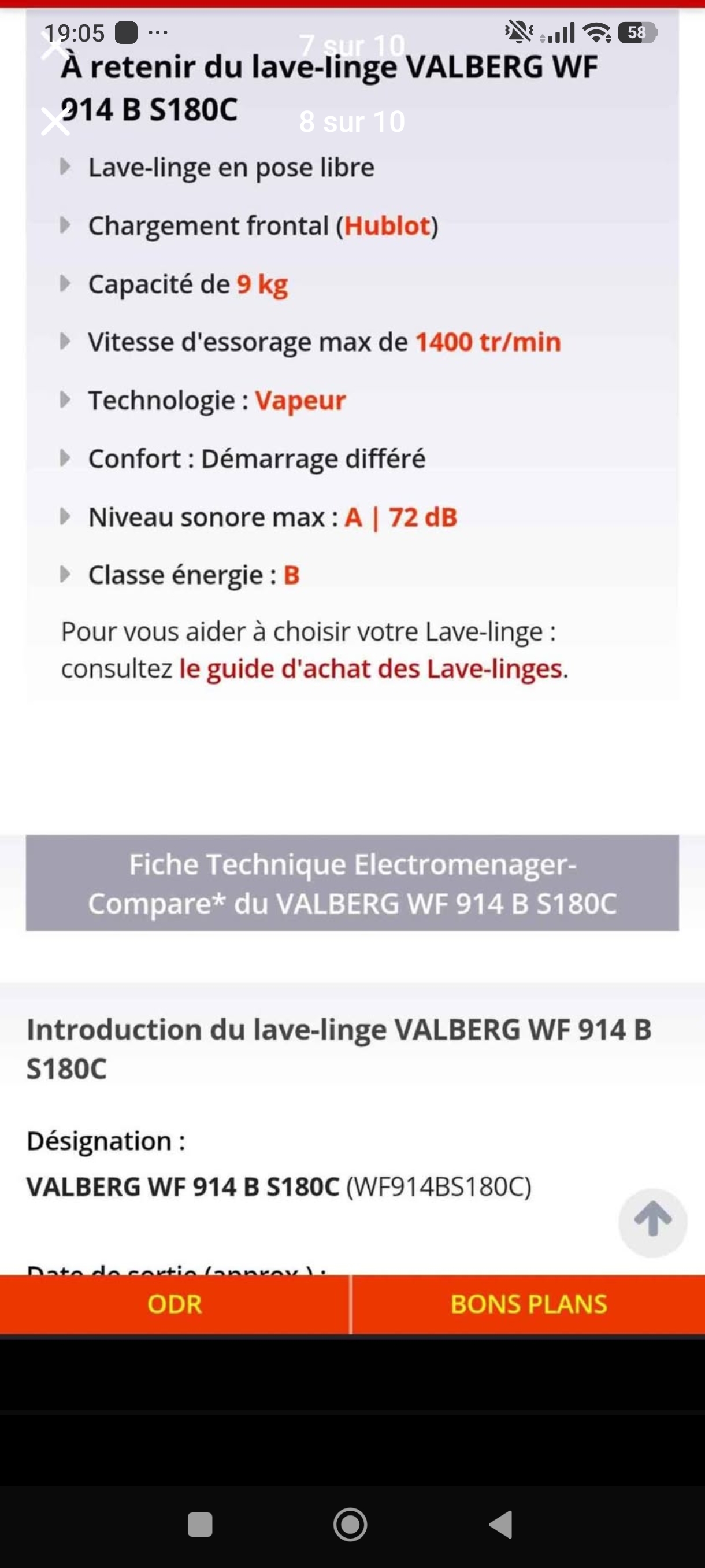 Photo 8 - Valberg  Lave linge Valberg 9kg 1400 trs reconditionné - Électroménager - Samy Répare dans l'Eure (27)