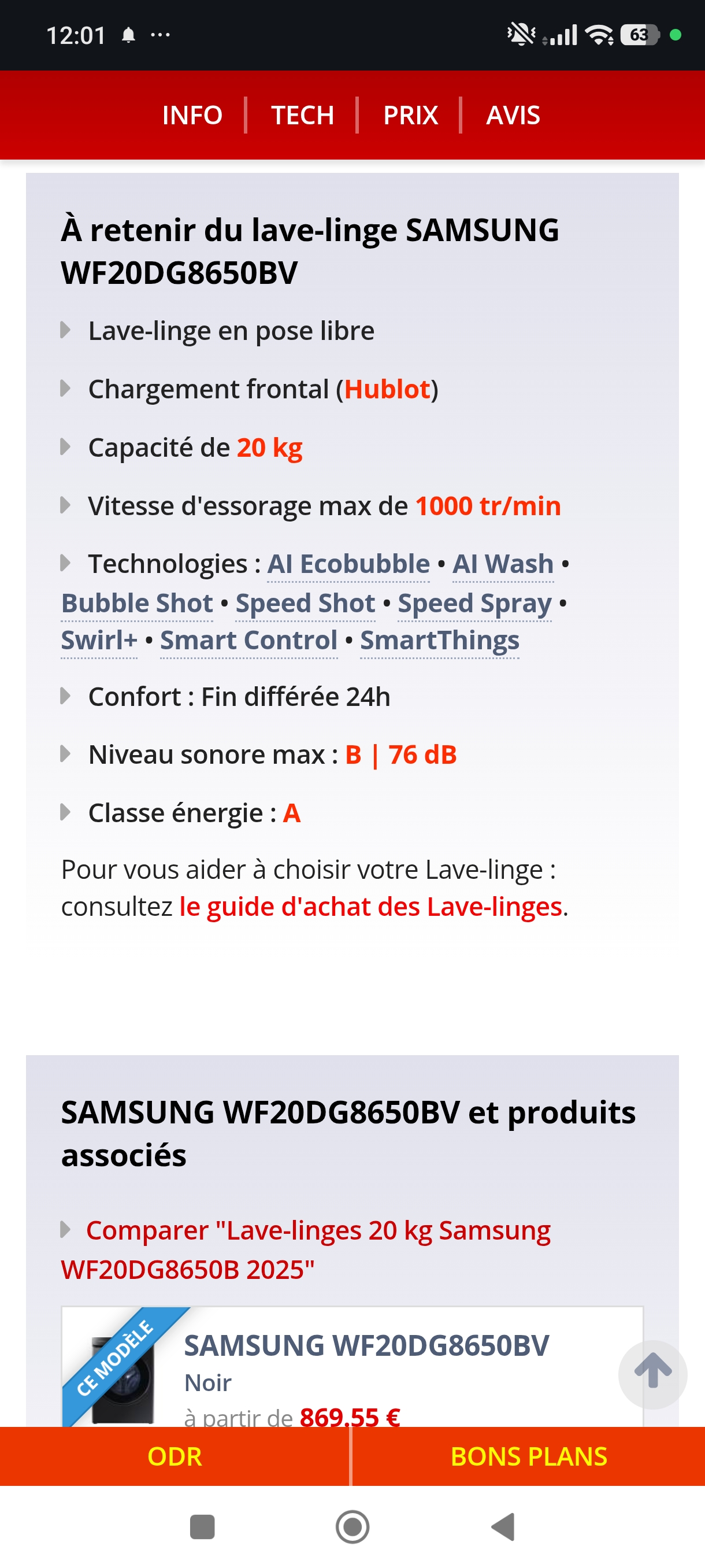 Photo 6 - Samsung Lave linge Samsung 20kg 1000trs conso A reconditionné - PRODUIT NEUF - Samy Répare dans l'Eure (27)