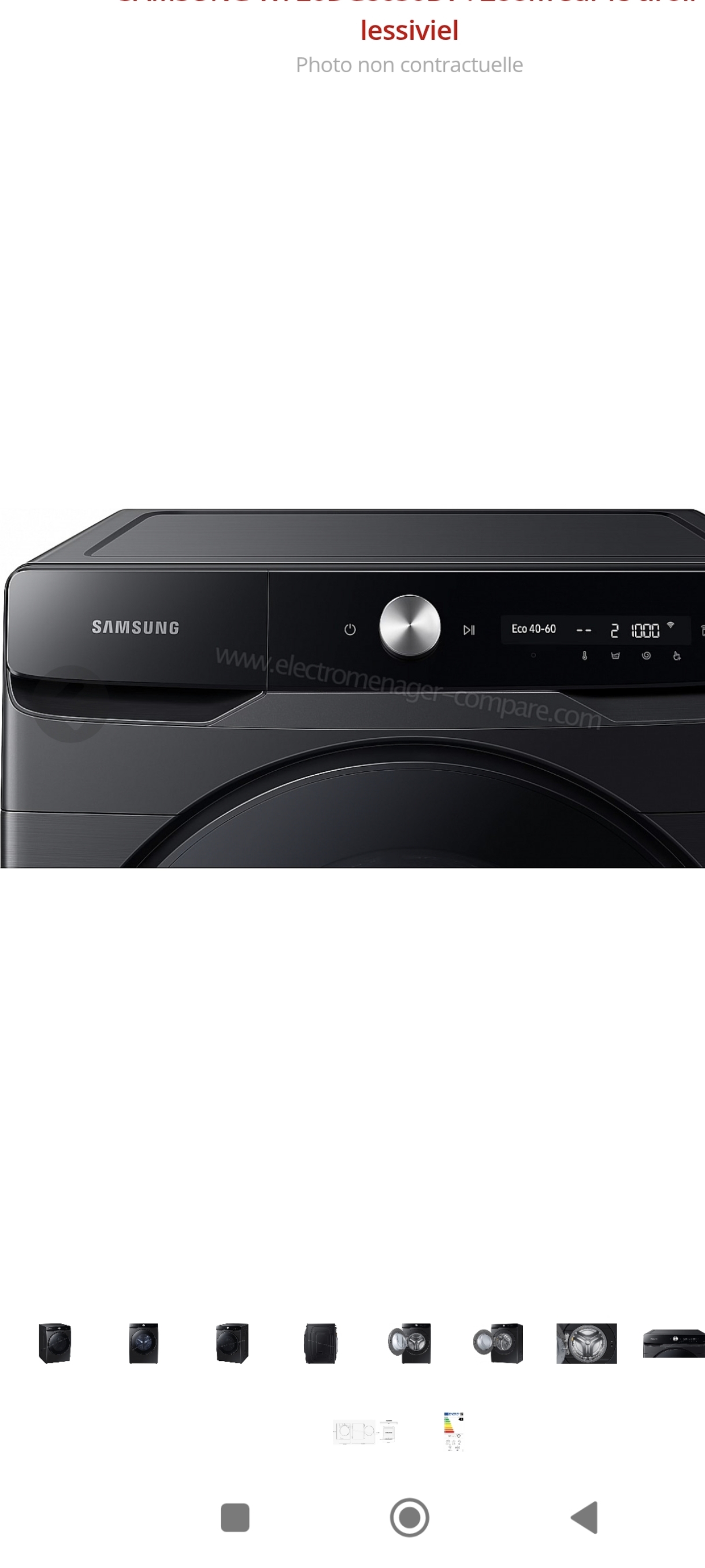 Photo 5 - Samsung Lave linge Samsung 20kg 1000trs conso A reconditionné - PRODUIT NEUF - Samy Répare dans l'Eure (27)