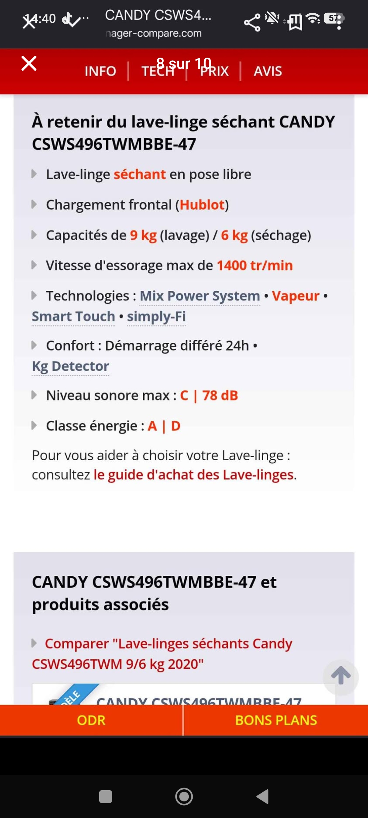 Photo 8 - CANDY LAVANTE SÉCHANTE CANDY 9kg/6Kg reconditionné - Électroménager - Samy Répare dans l'Eure (27)
