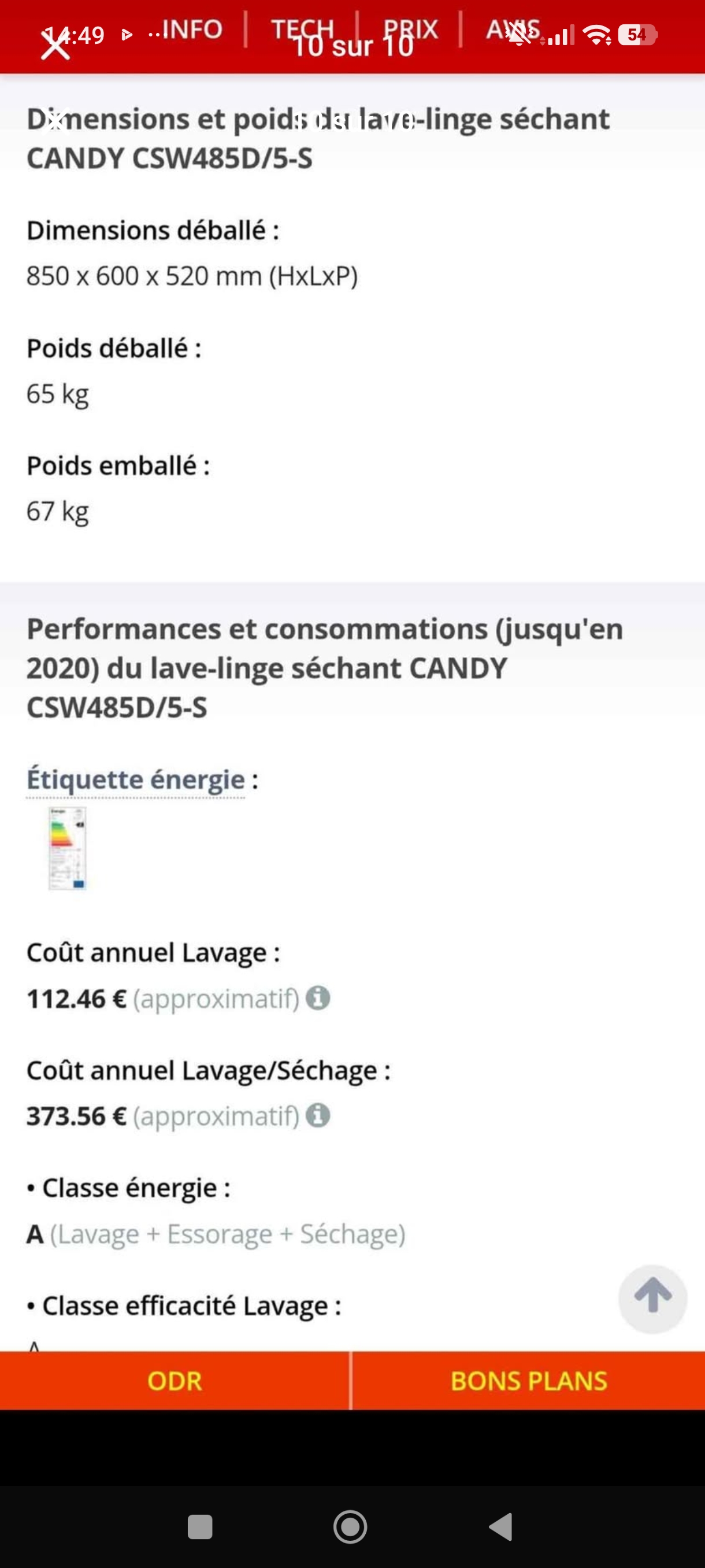 Photo 10 - Candy LAVANTE SÉCHANTE CANDY 8KG 5KG reconditionné - Électroménager - Samy Répare dans l'Eure (27)